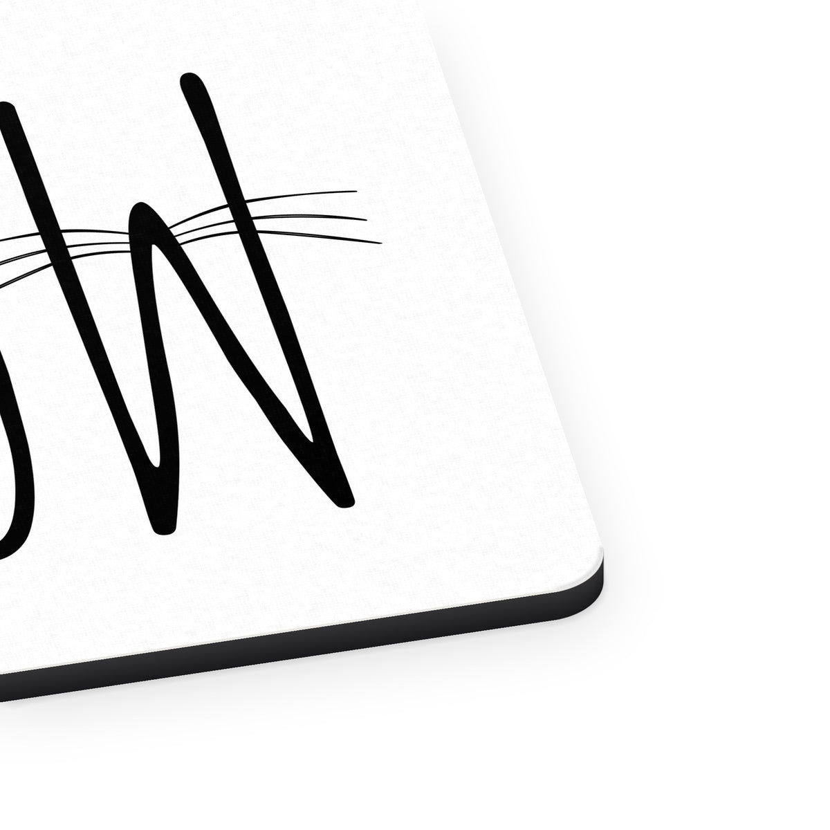 Meow - Cat Whiskers mouse pad, close-up of the fabric surface and rubber edge