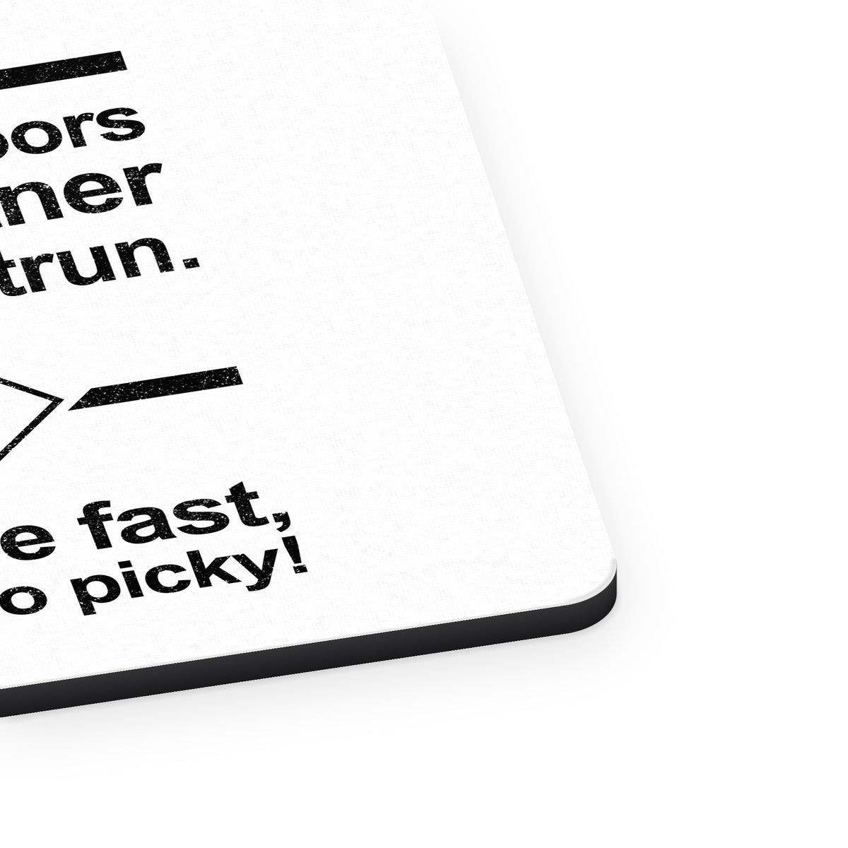 Bears Are Fast But Not Too Picky mouse pad, close-up of the fabric surface and rubber edge