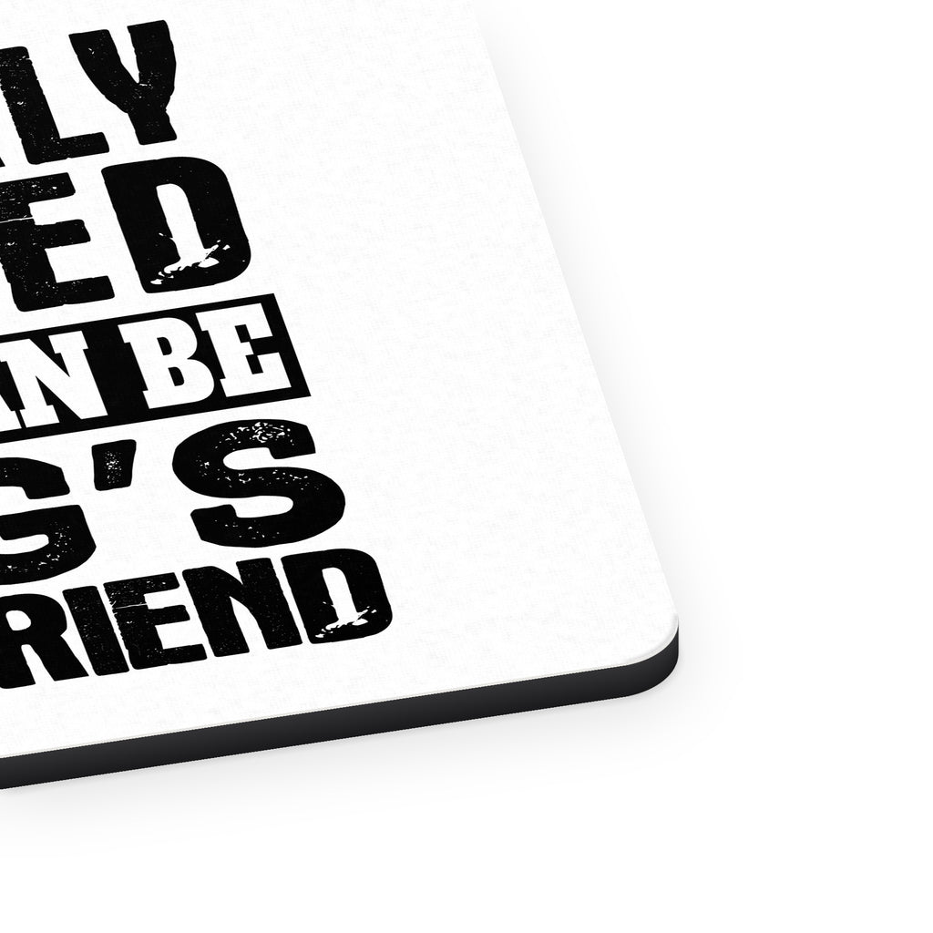 Properly Trained Man Dog's Best Friend mouse pad, close-up of the fabric surface and rubber edge