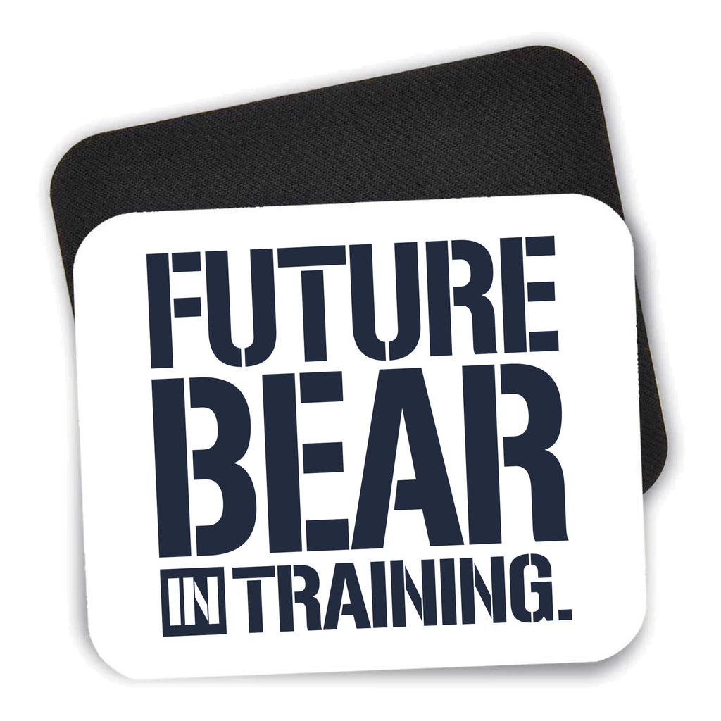 Future Bear in Training mouse pad shown with its black non-slip rubber underside