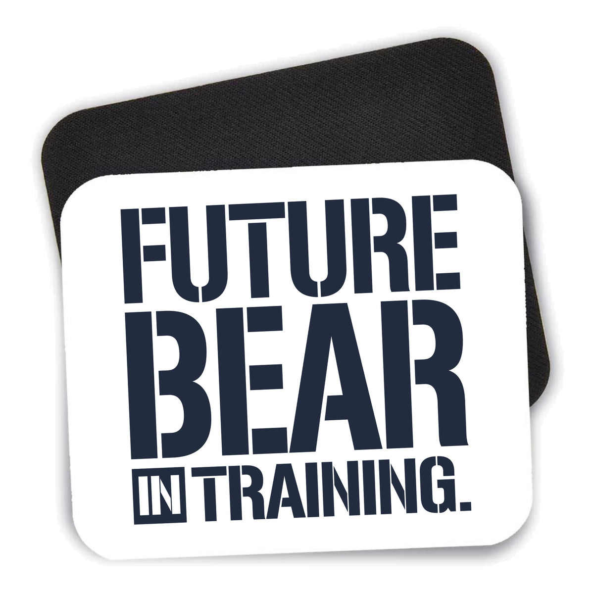 Future Bear in Training mouse pad shown with its black non-slip rubber underside