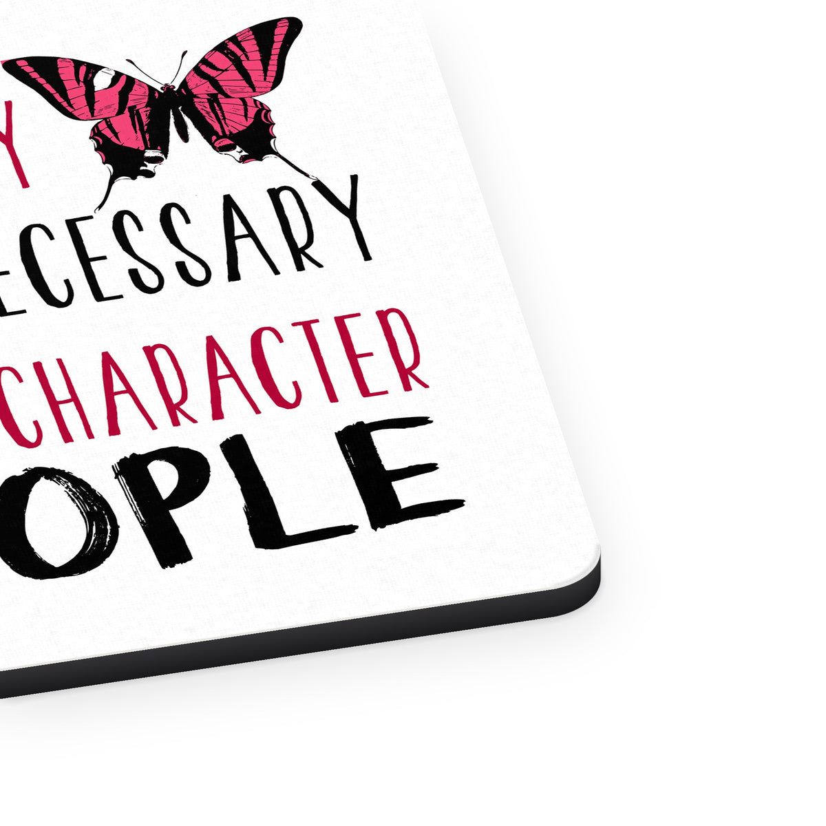Butterfly - Adversity Necessary Build Character mouse pad, close-up of the fabric surface and rubber edge