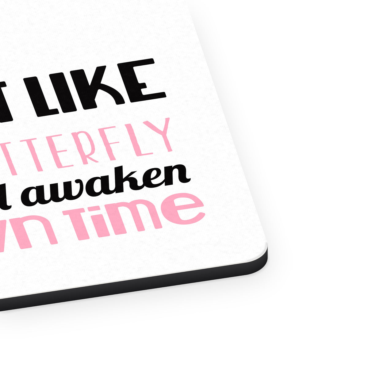 Like a Butterfly, Awaken in My Own Time mouse pad, close-up of the fabric surface and rubber edge
