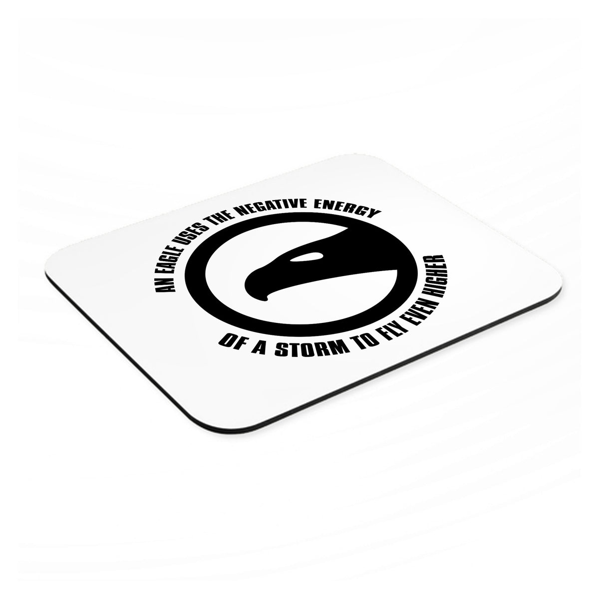 Eagle Uses Negative Energy to Fly Higher mouse pad, angled view showing the 1/4 inch thick base