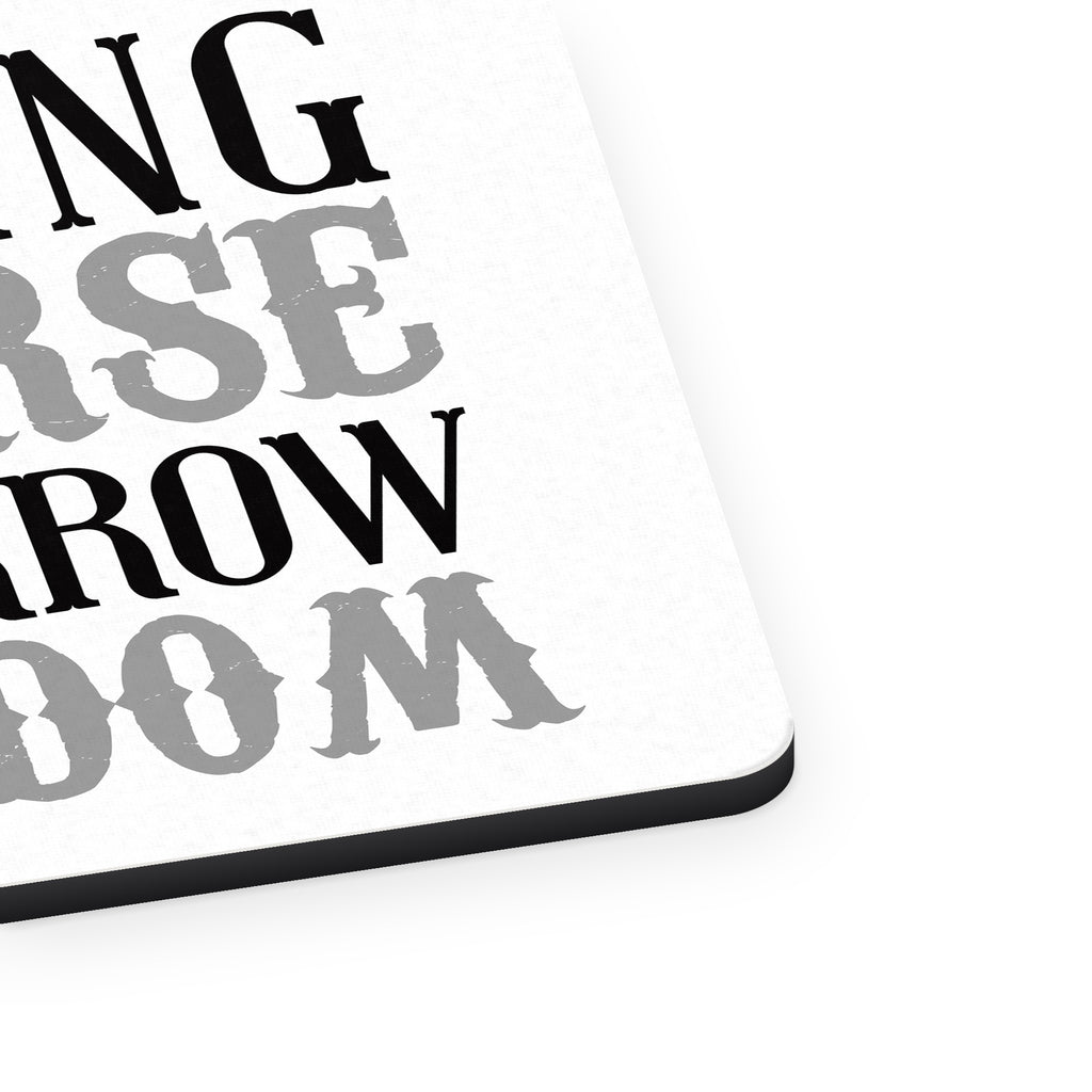 In Riding a Horse, We Borrow Freedom mouse pad, close-up of the fabric surface and rubber edge