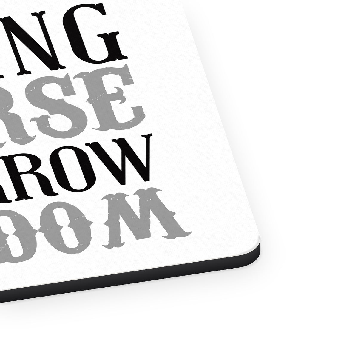 In Riding a Horse, We Borrow Freedom mouse pad, close-up of the fabric surface and rubber edge