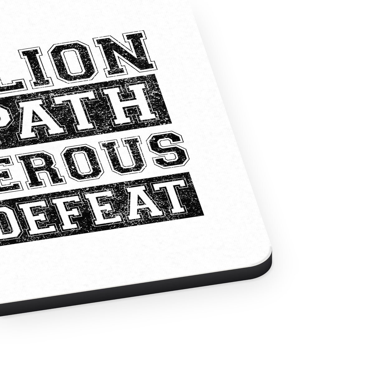 Be As A Lion - Dangerous in Defeat mouse pad, close-up of the fabric surface and rubber edge