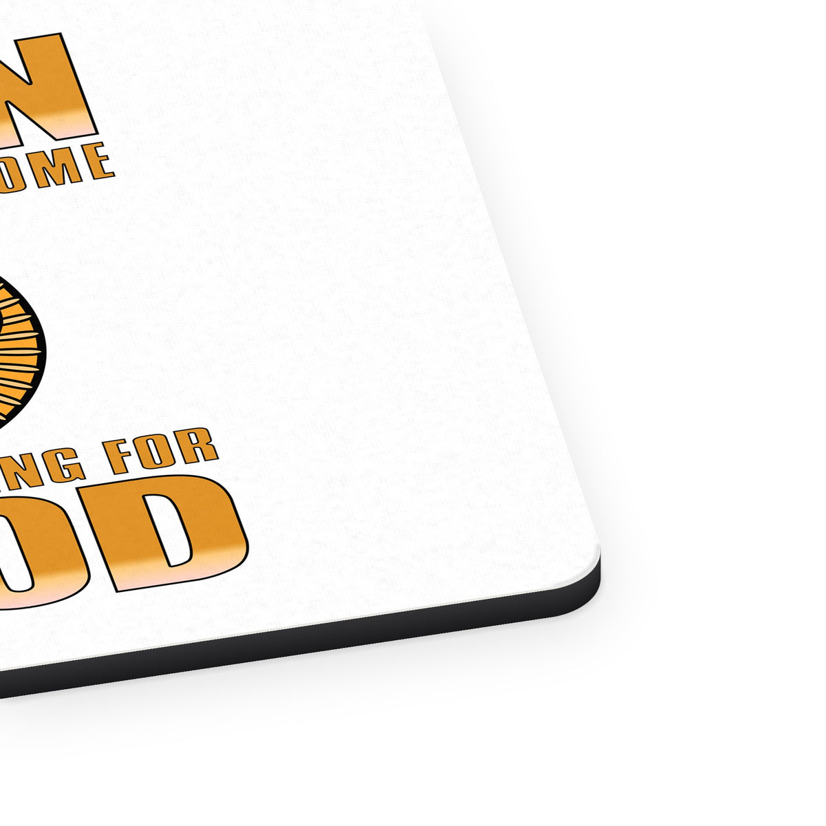 Lion is Most Handsome When Looking for Food mouse pad, close-up of the fabric surface and rubber edge
