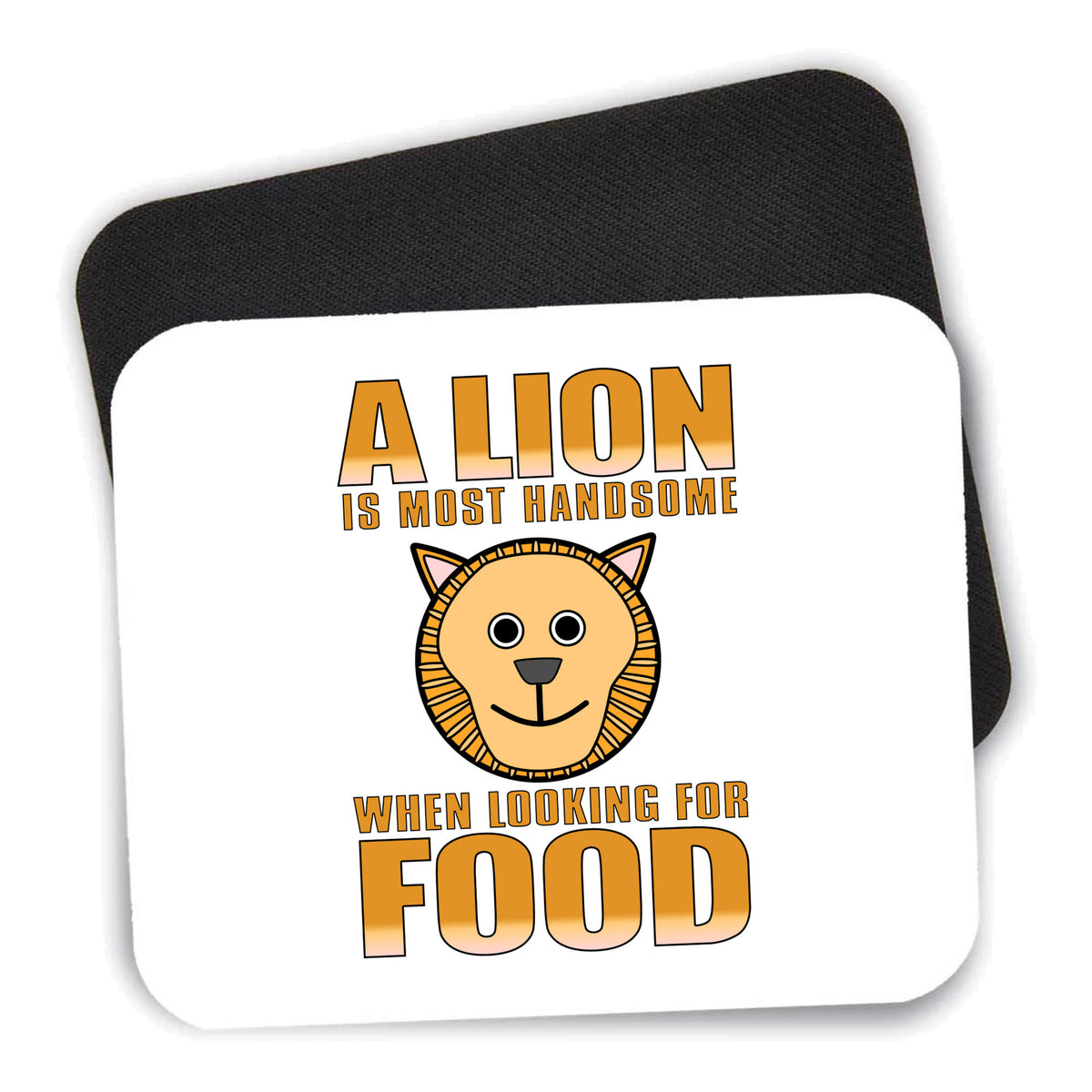 Lion is Most Handsome When Looking for Food mouse pad shown with its black non-slip rubber underside