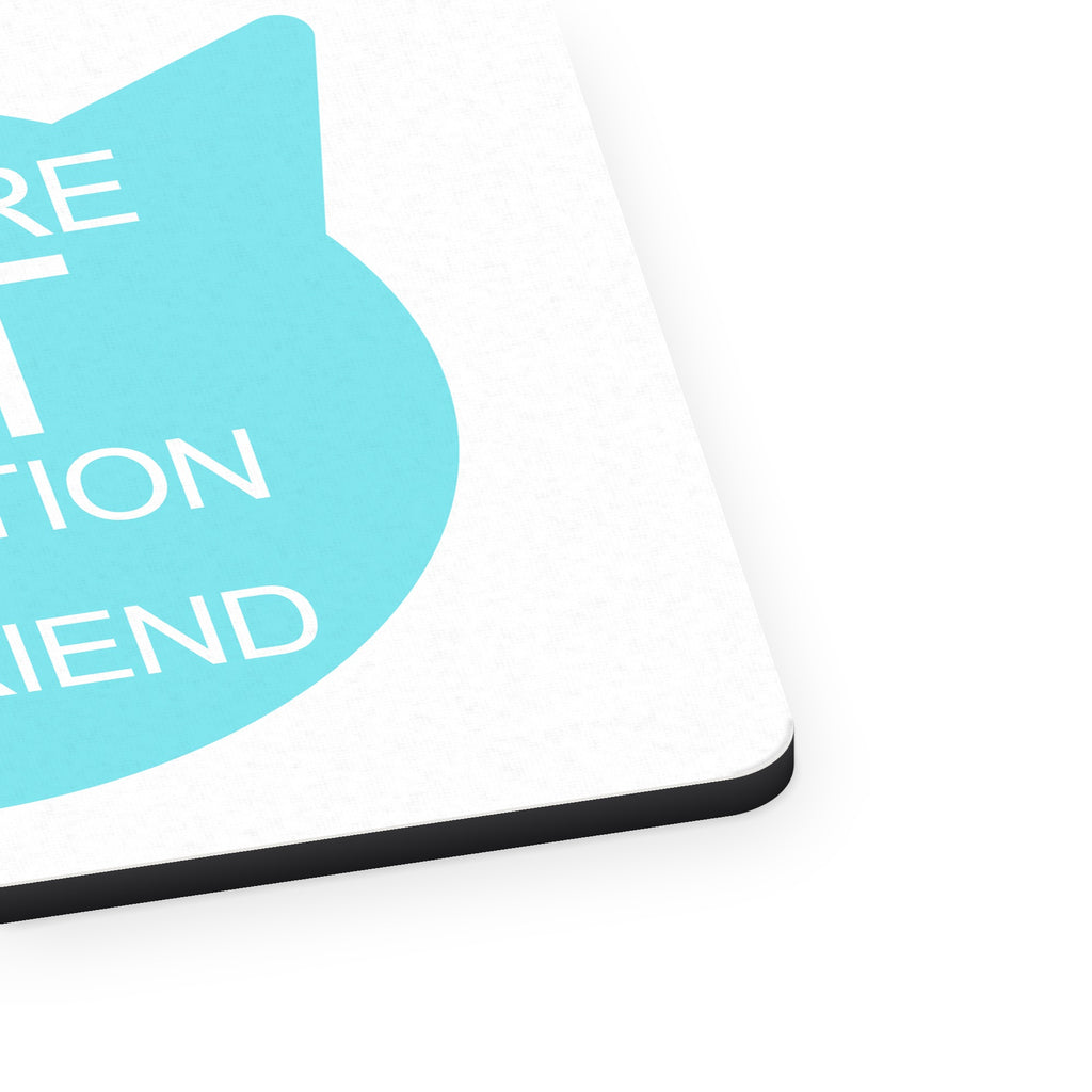 Cat Population is My Best Friend mouse pad, close-up of the fabric surface and rubber edge
