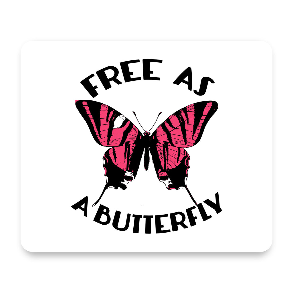 Free as a Butterfly - Pink mouse pad, front view