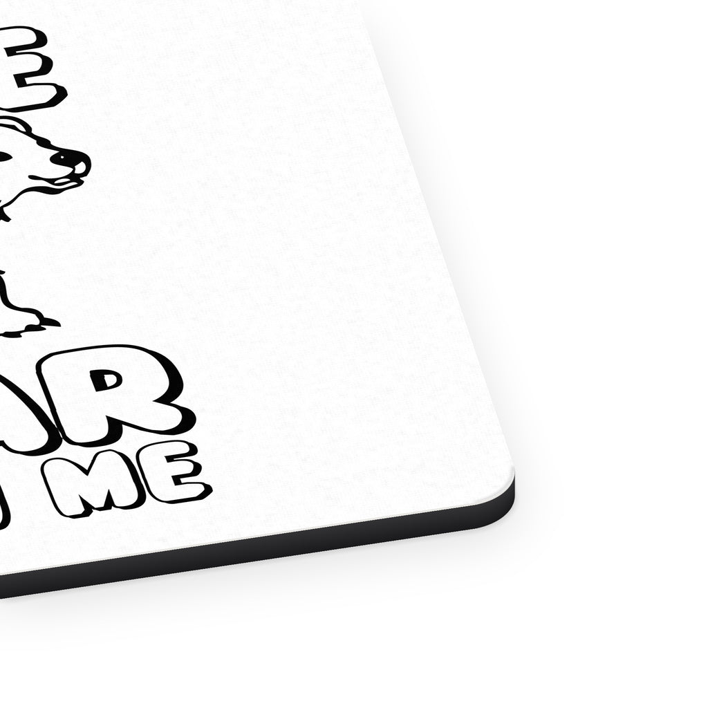 Please BEAR With Me mouse pad, close-up of the fabric surface and rubber edge