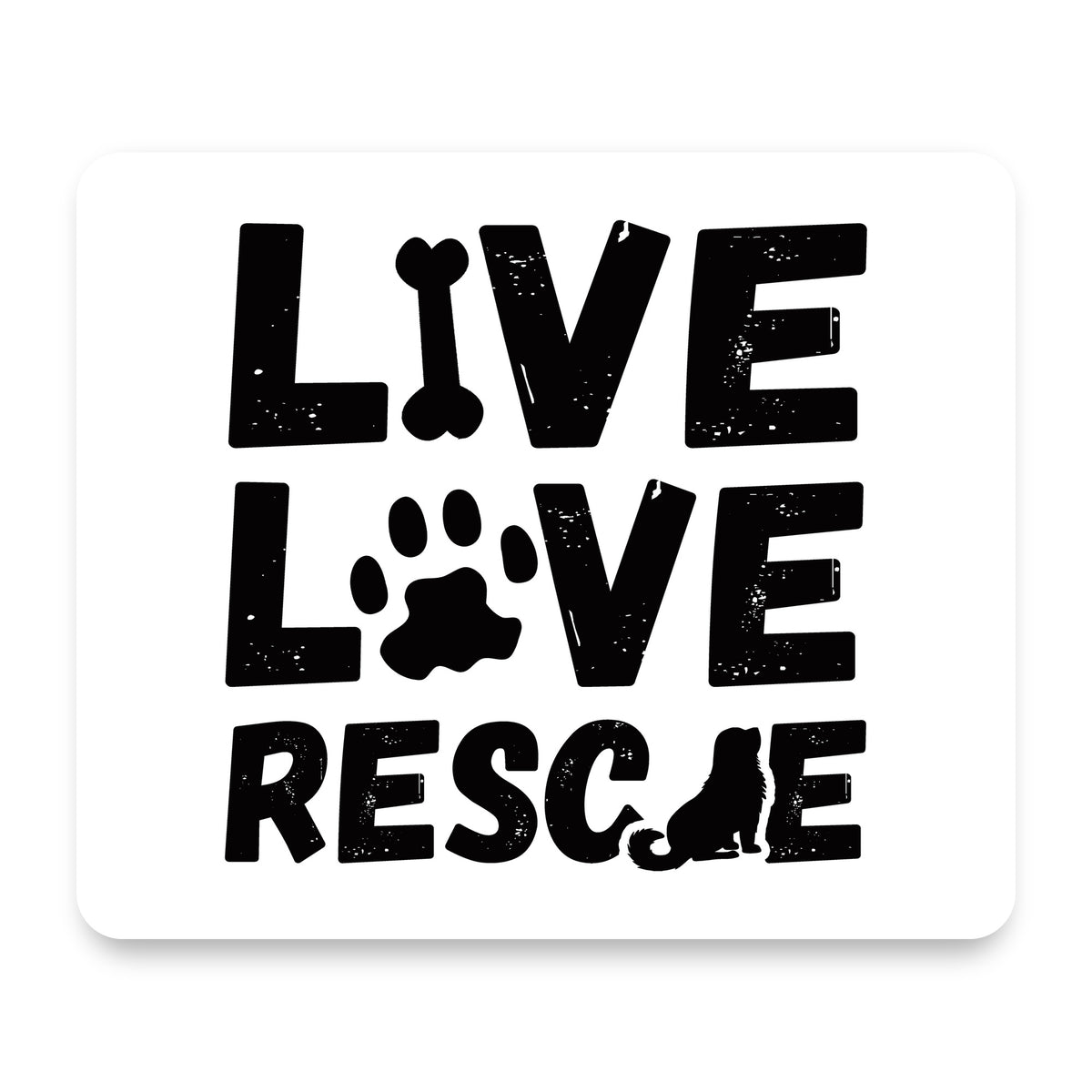 Live Love Rescue - Dog Paw mouse pad, front view