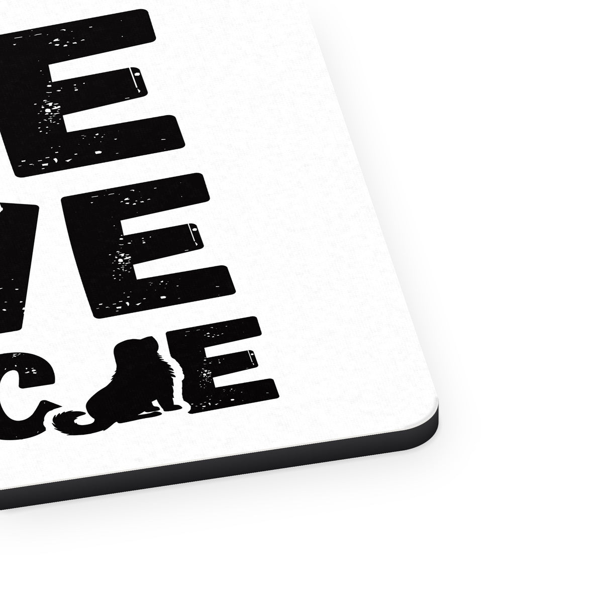 Live Love Rescue - Dog Paw mouse pad, close-up of the fabric surface and rubber edge
