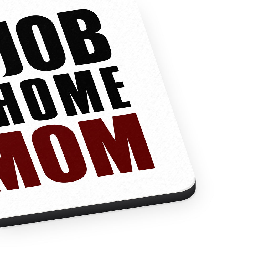 Dream Job: Stay At Home Dog Mom mouse pad, close-up of the fabric surface and rubber edge