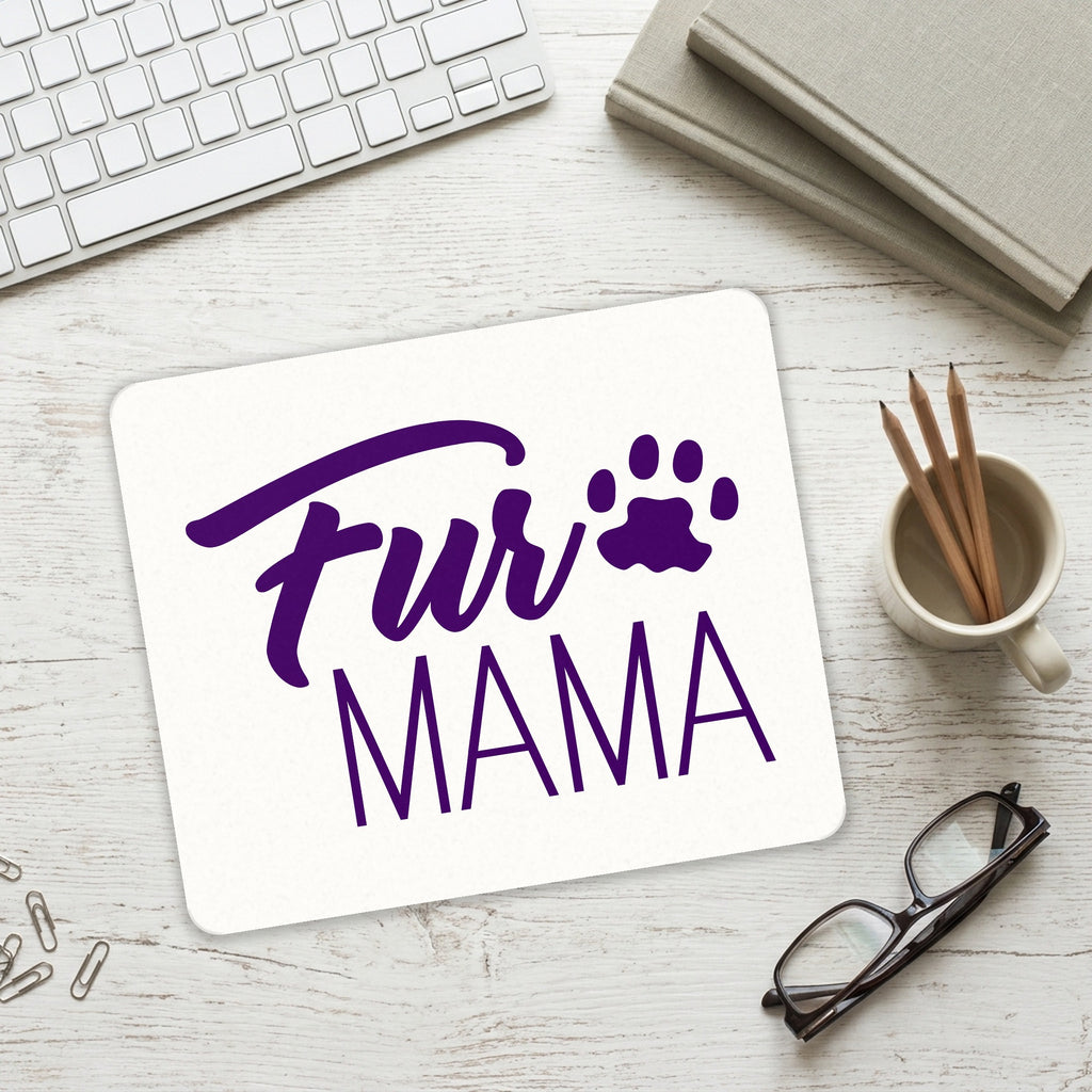 Fur Mama - Dog Paw mouse pad on a desk with a keyboard
