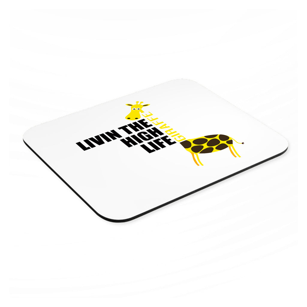 Livin the High Life - Giraffe mouse pad, angled view showing the 1/4 inch thick base