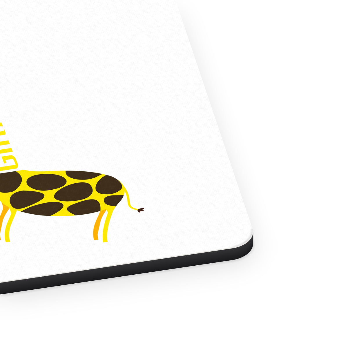 Livin the High Life - Giraffe mouse pad, close-up of the fabric surface and rubber edge