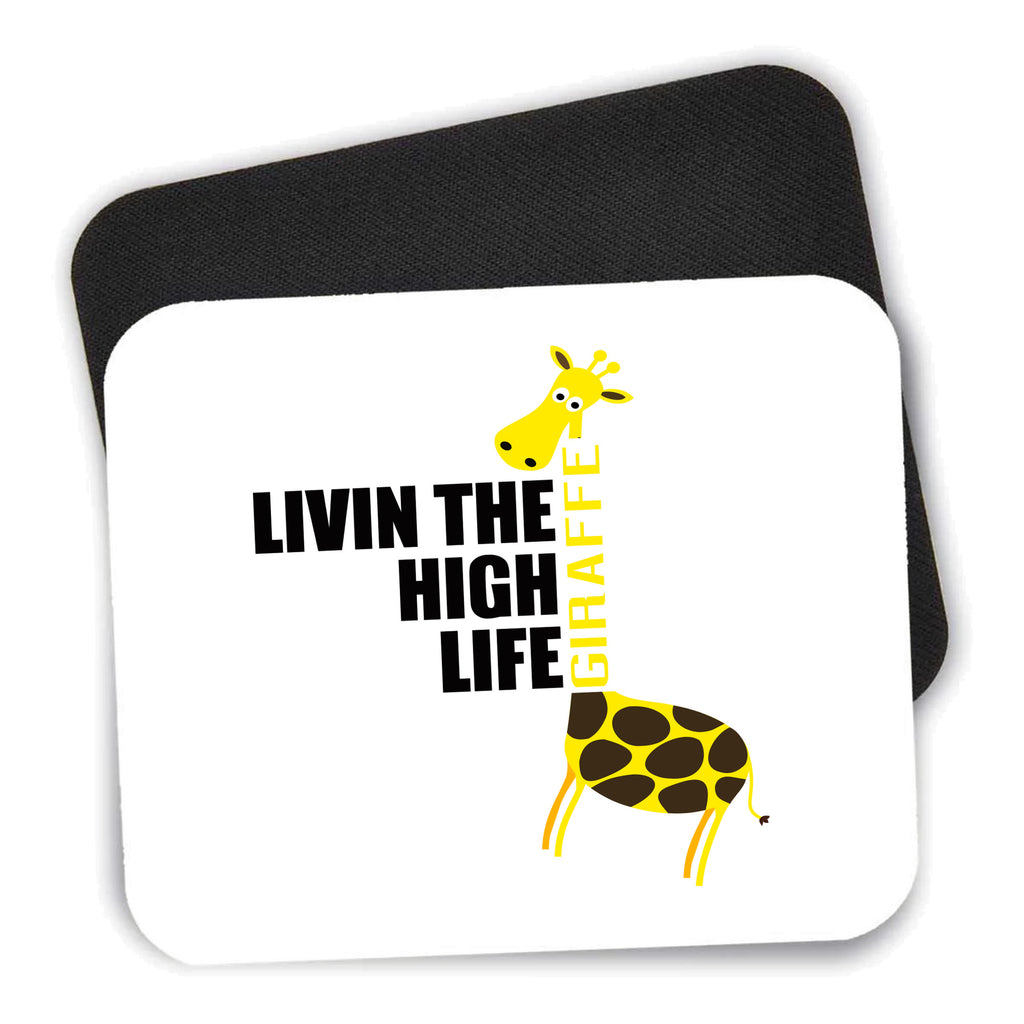 Livin the High Life - Giraffe mouse pad shown with its black non-slip rubber underside