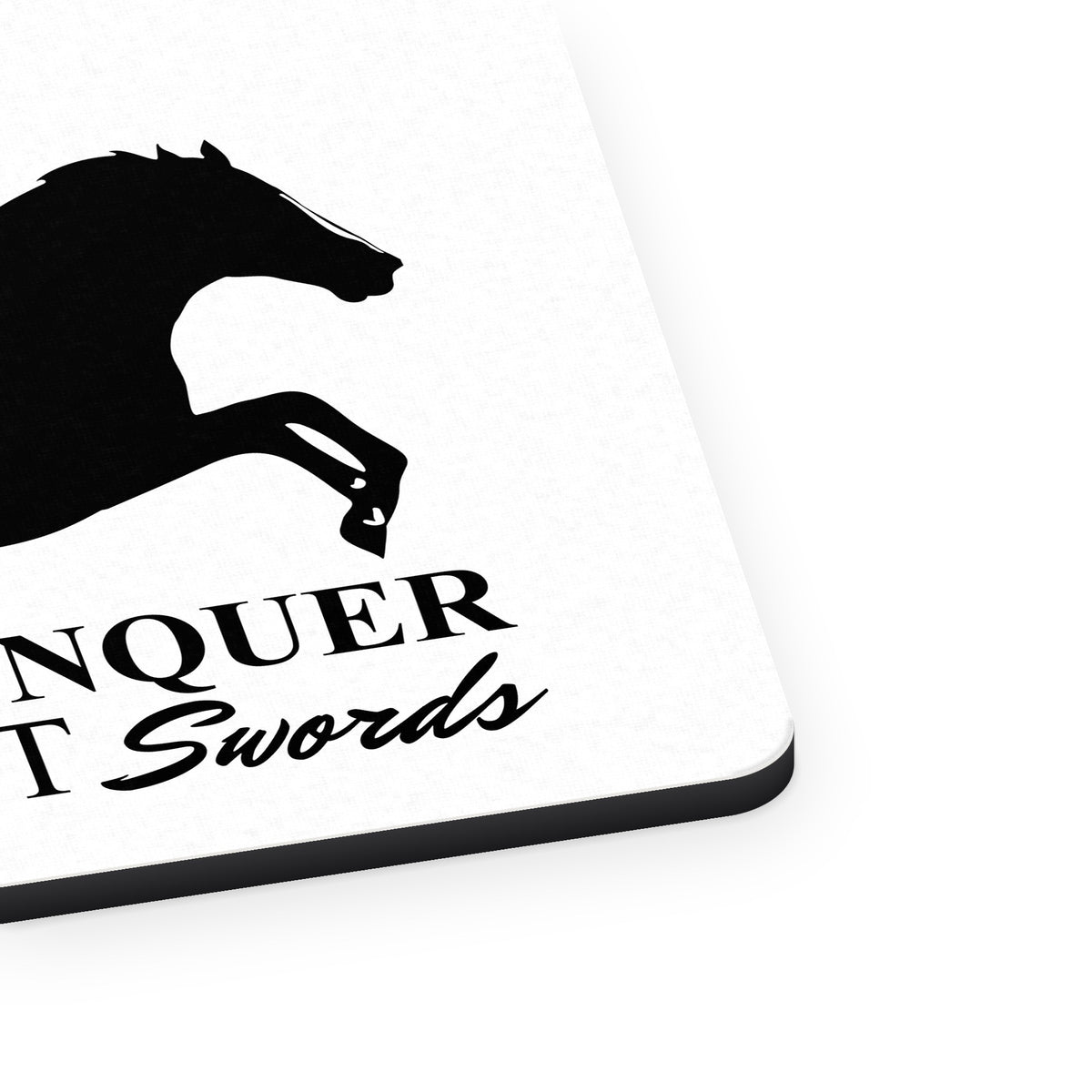 Horses Fly Without Wings mouse pad, close-up of the fabric surface and rubber edge
