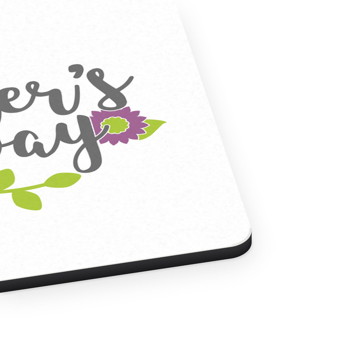 Mother's Day - Pink Purple Flowers mouse pad, close-up of the fabric surface and rubber edge