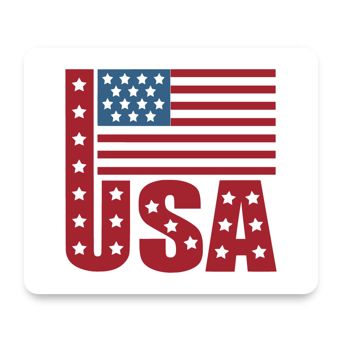 USA Flag Banner Red White & Blue mouse pad, front view