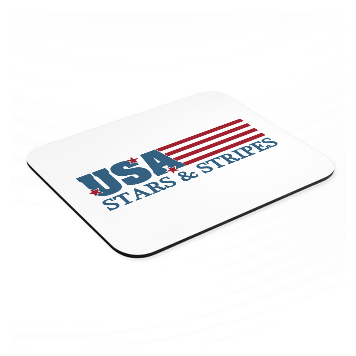 USA Flag Stars & Stripes mouse pad, angled view showing the 1/4 inch thick base