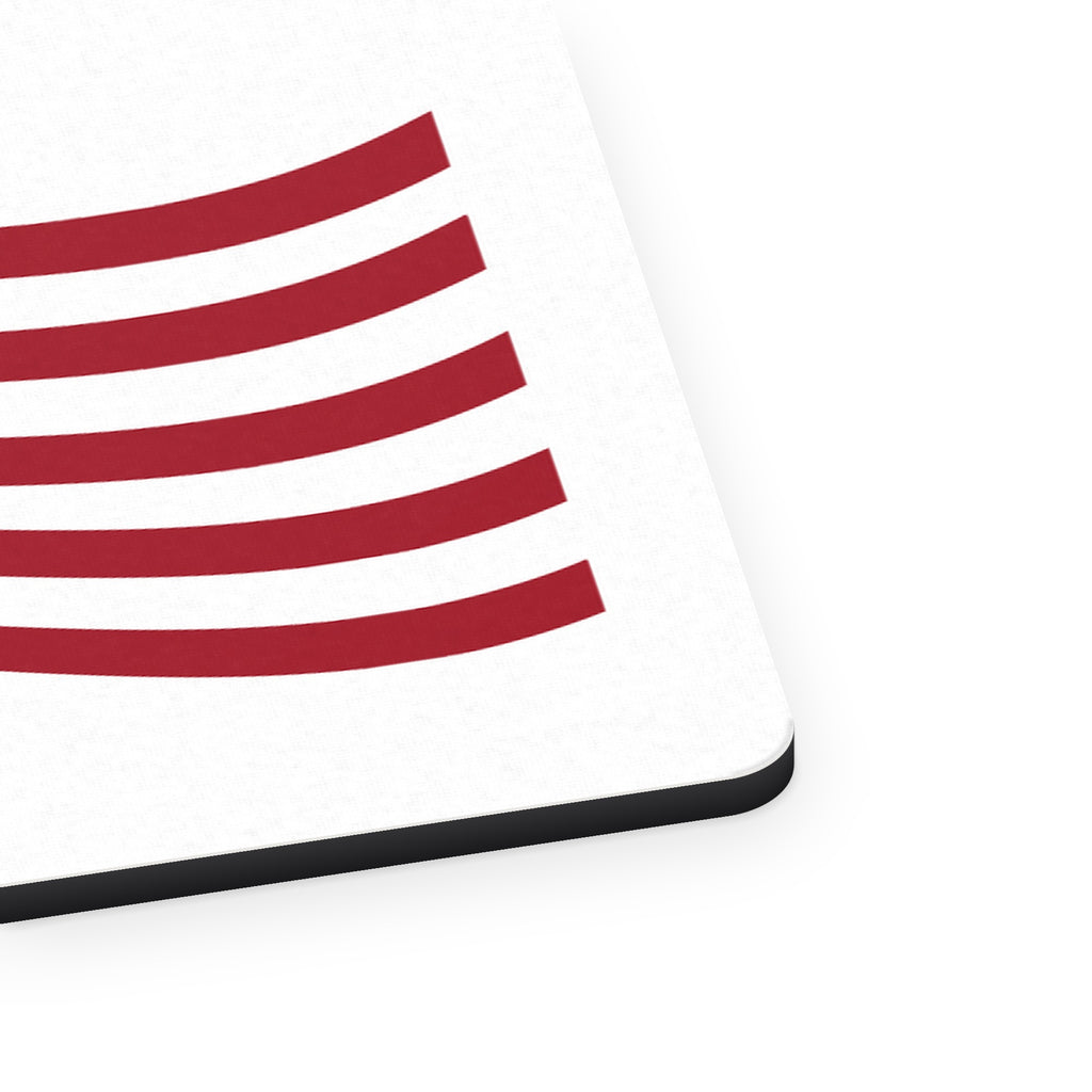 USA Waving Flag Red White & Blue mouse pad, close-up of the fabric surface and rubber edge