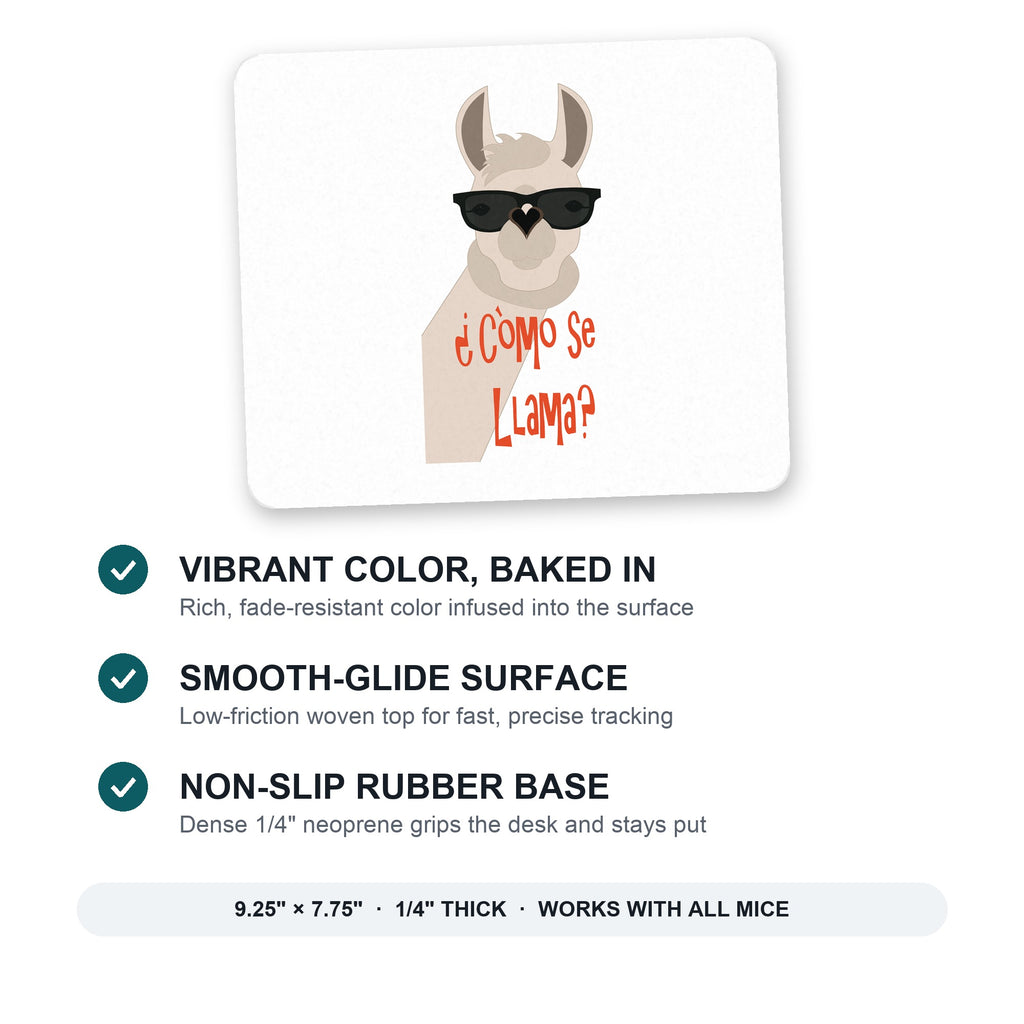 Cómo se Llama? mouse pad: vibrant color, smooth-glide surface, non-slip rubber base, 9.25 x 7.75 inches