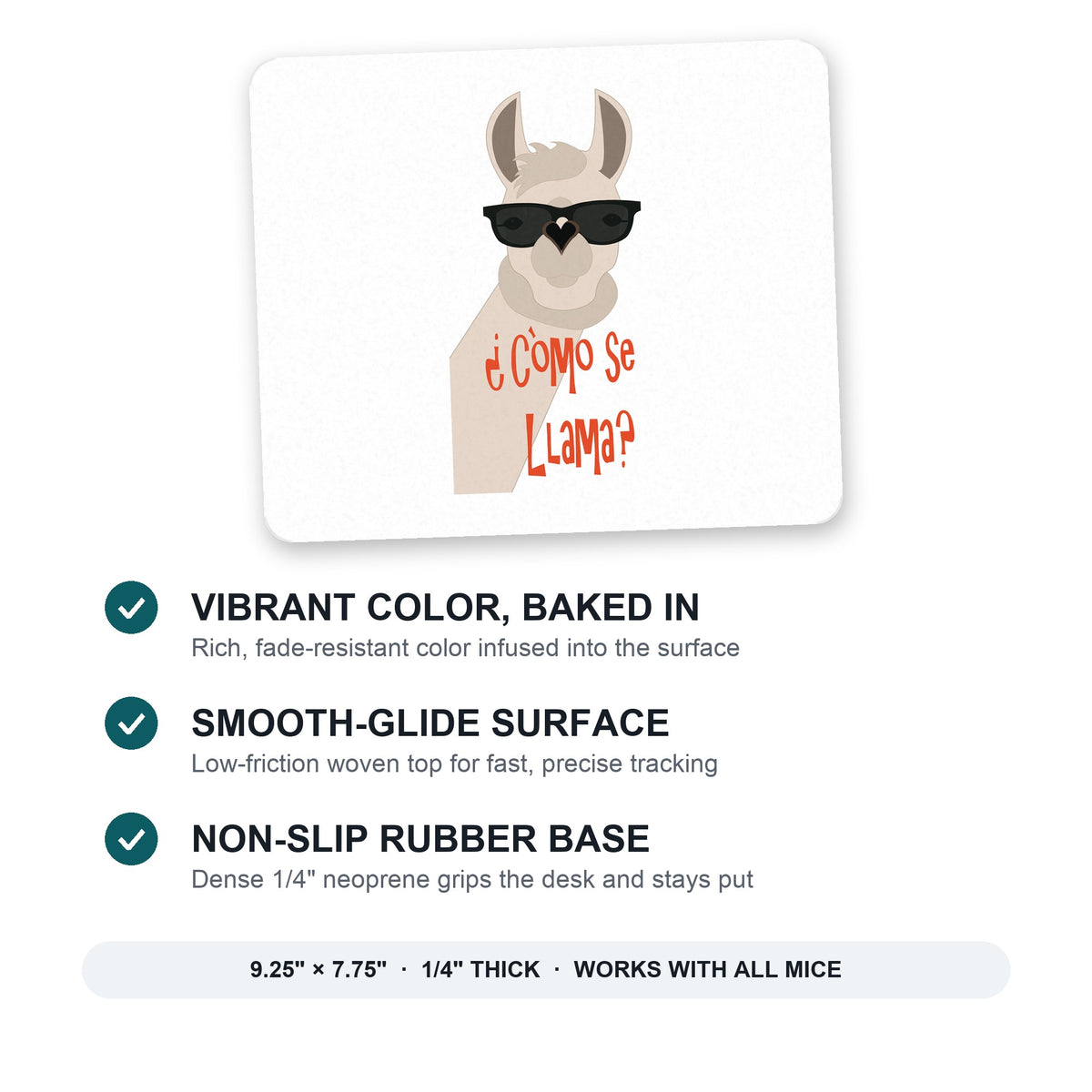 Cómo se Llama? mouse pad: vibrant color, smooth-glide surface, non-slip rubber base, 9.25 x 7.75 inches