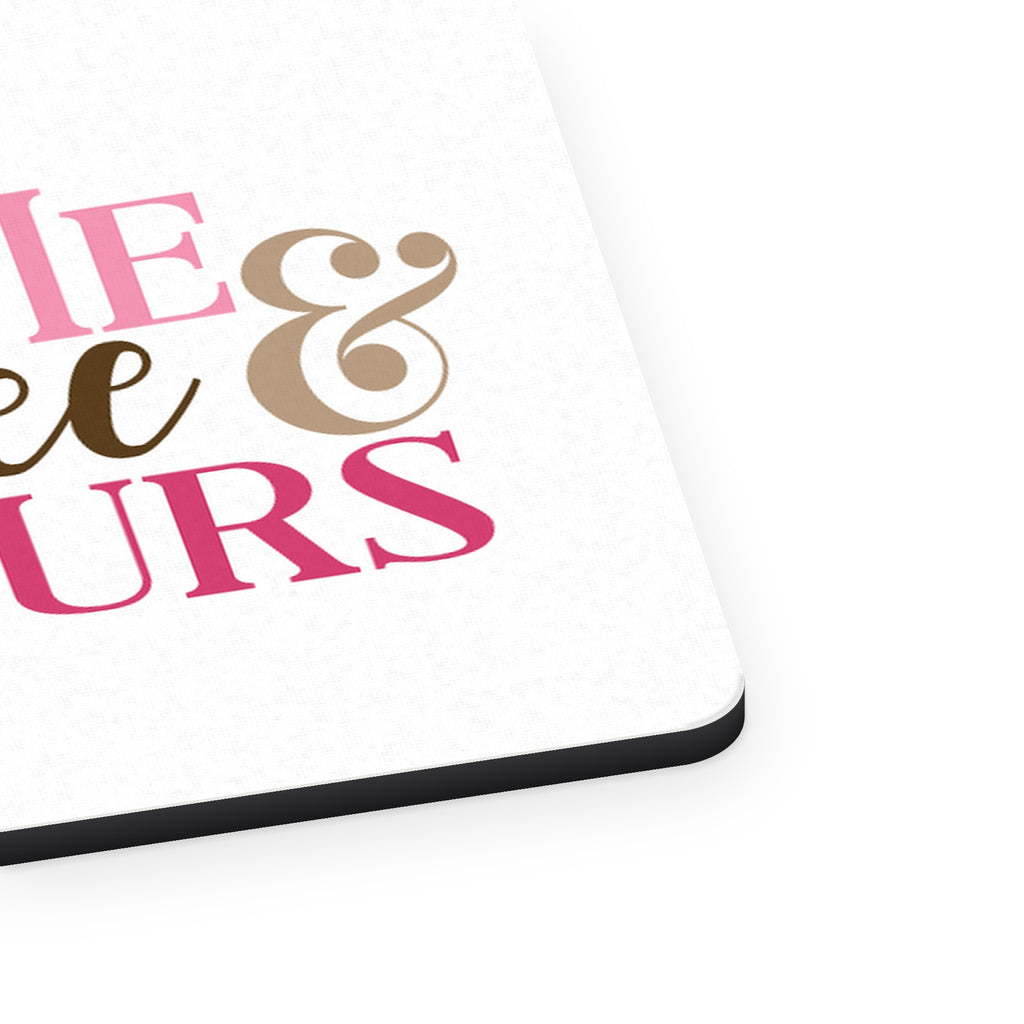 Buy Me Coffee & I'm Yours mouse pad, close-up of the fabric surface and rubber edge