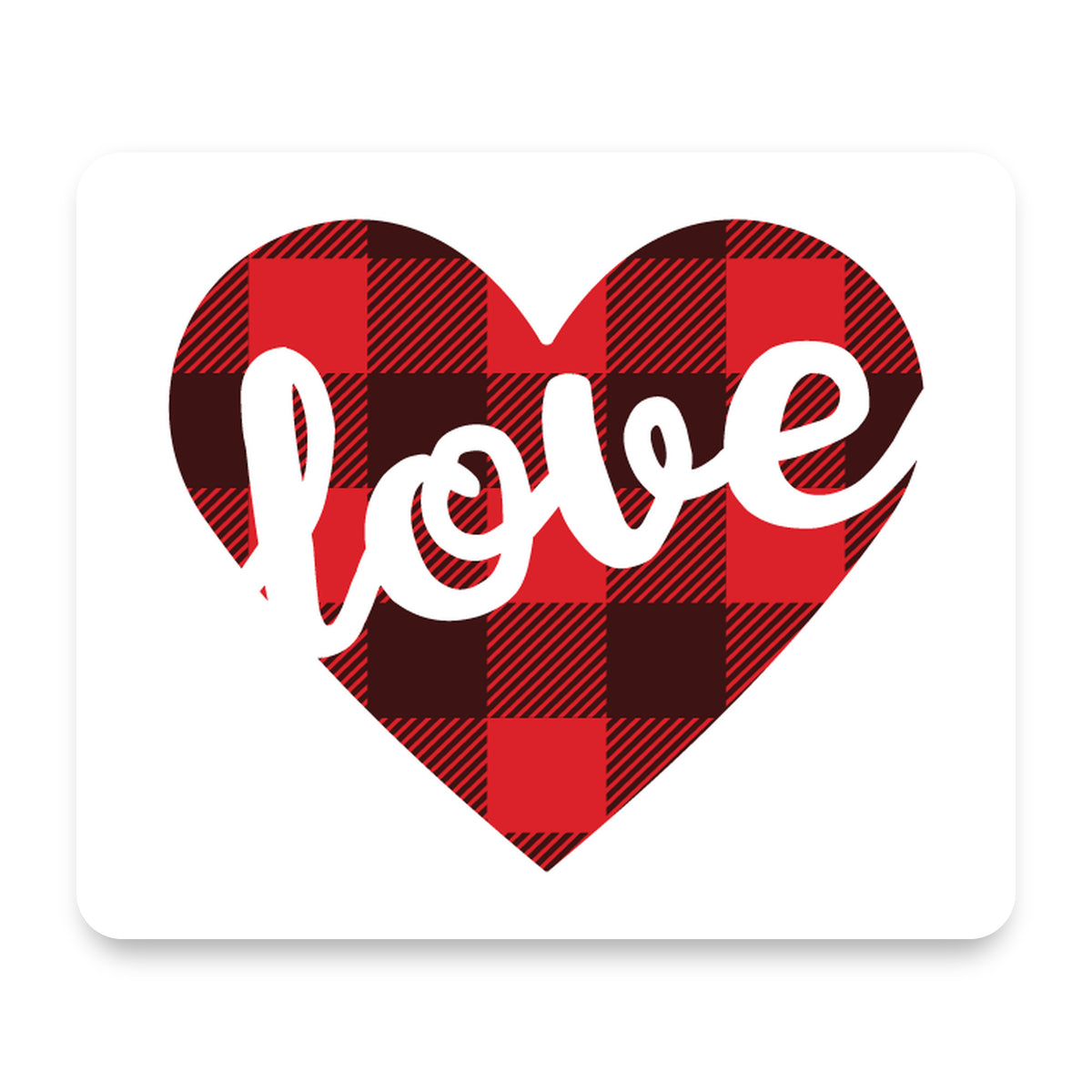 Buffalo Love Heart - Red Black Plaid mouse pad, front view