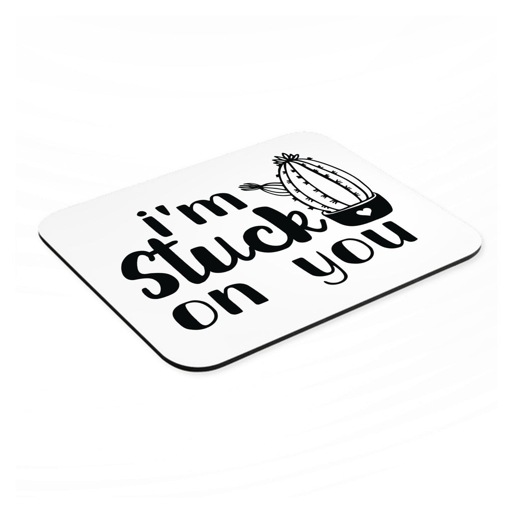 I'm Stuck On You Cactus mouse pad, angled view showing the 1/4 inch thick base