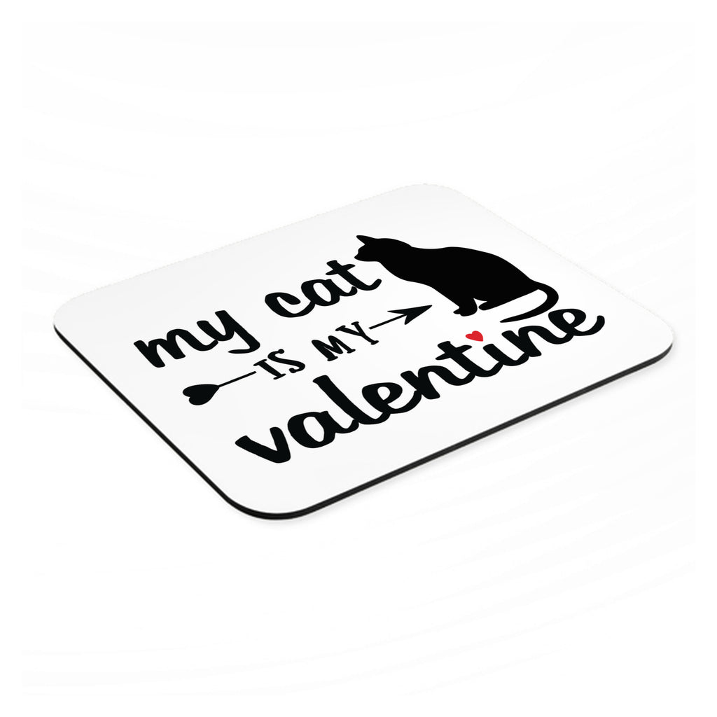 My Cat is My Valentine mouse pad, angled view showing the 1/4 inch thick base