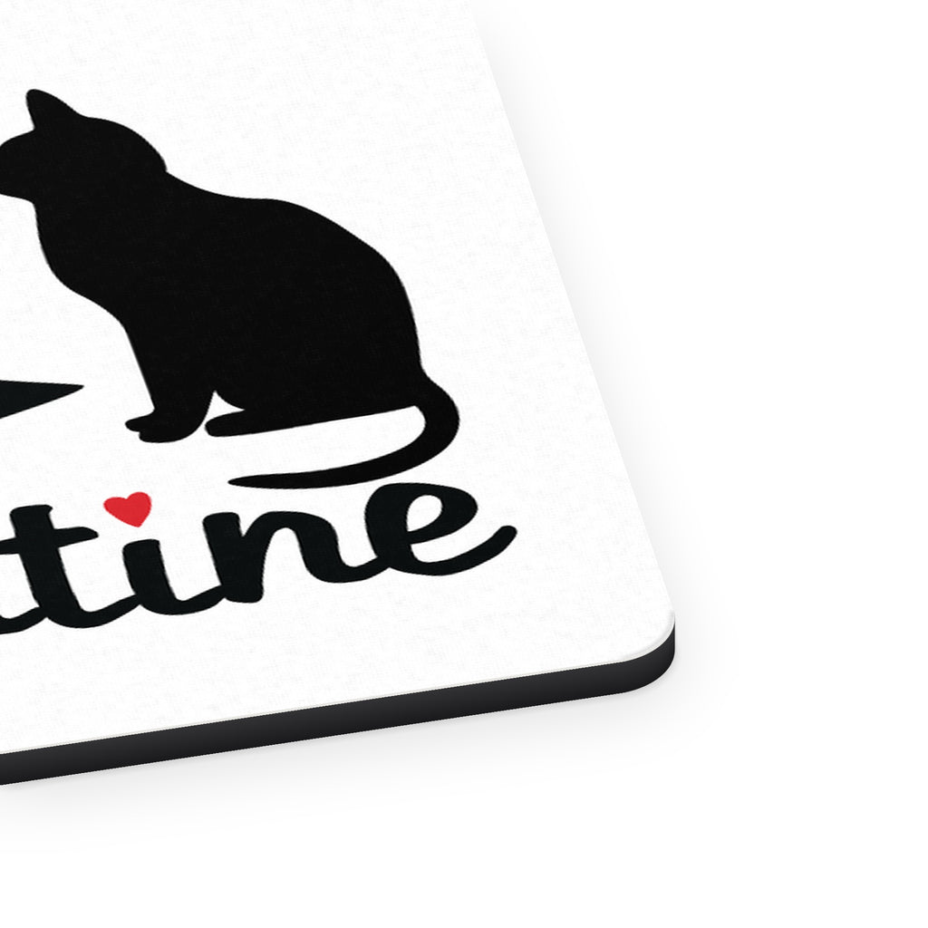My Cat is My Valentine mouse pad, close-up of the fabric surface and rubber edge