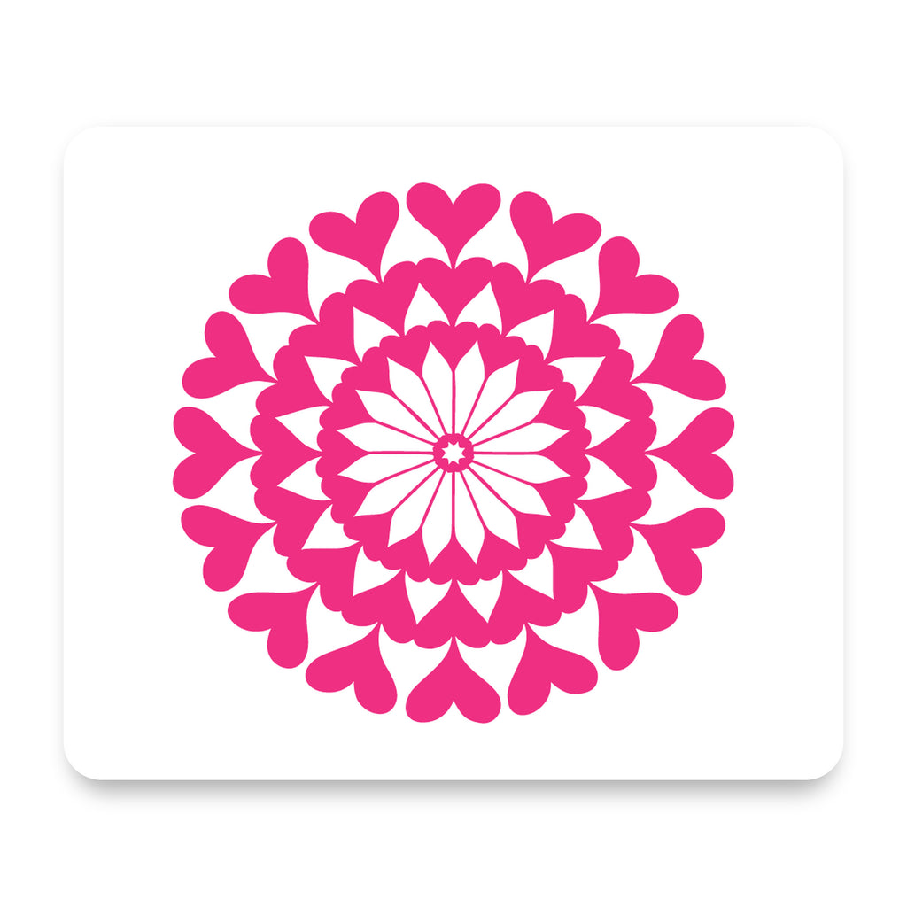 Hot Pink Hearts Mandala mouse pad, front view