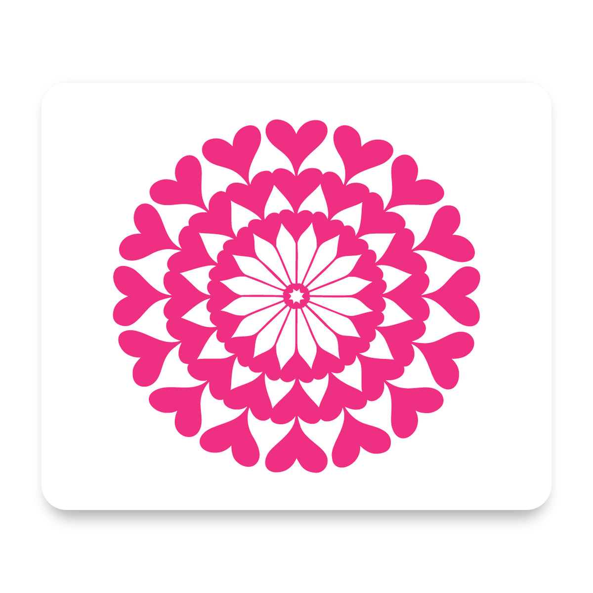 Hot Pink Hearts Mandala mouse pad, front view