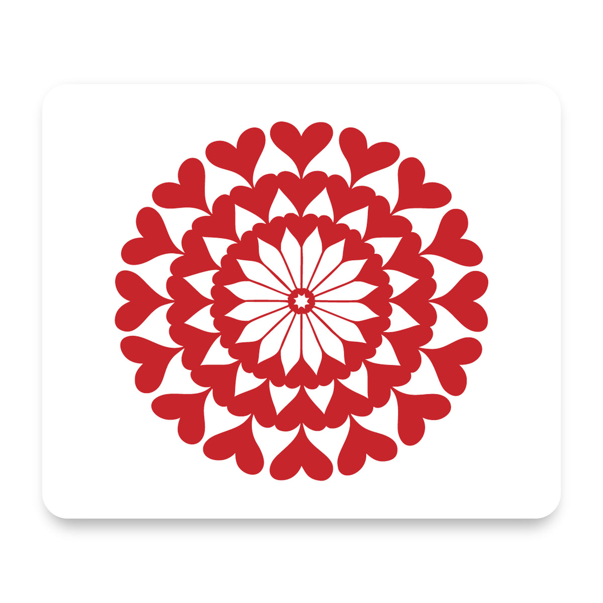 Red Hearts Mandala mouse pad, front view