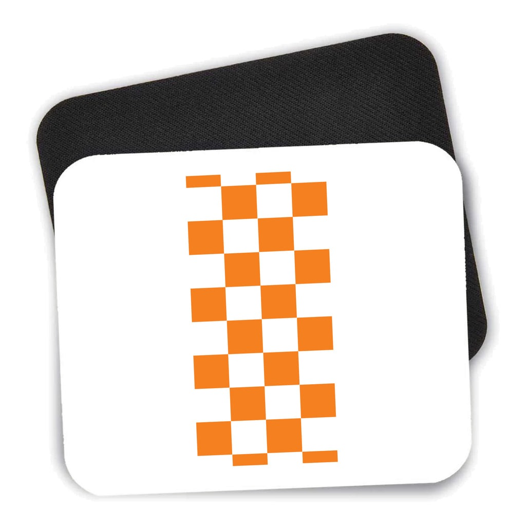 Tennessee Checkerboard - Orange, Clear mouse pad shown with its black non-slip rubber underside