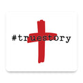 #truestory - Cross - Christian - Red mouse pad, front view