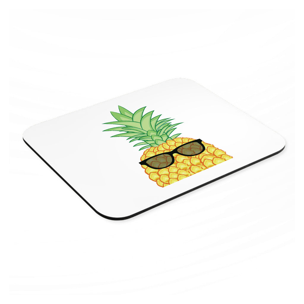 Pineapple Top with Shades mouse pad, angled view showing the 1/4 inch thick base