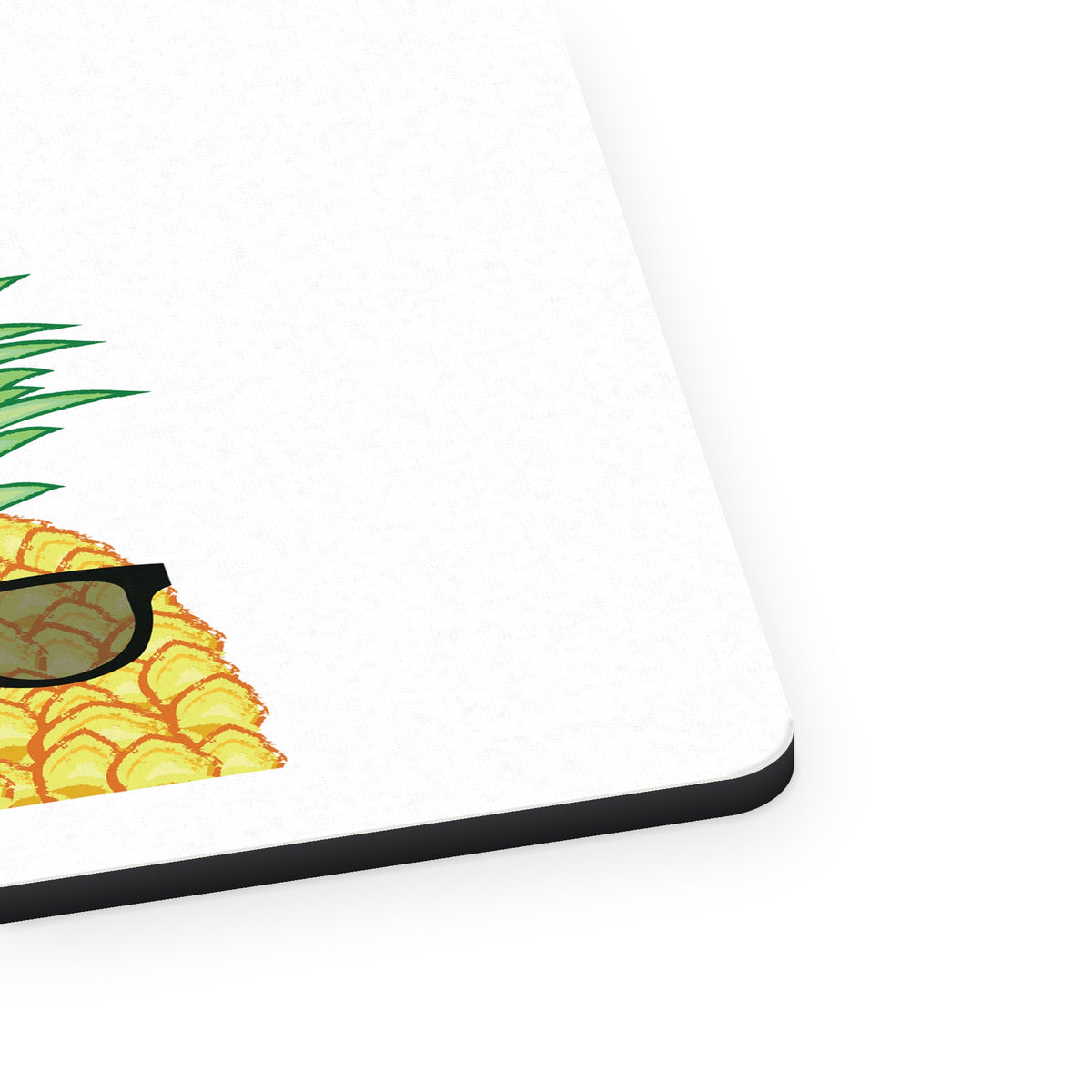 Pineapple Top with Shades mouse pad, close-up of the fabric surface and rubber edge