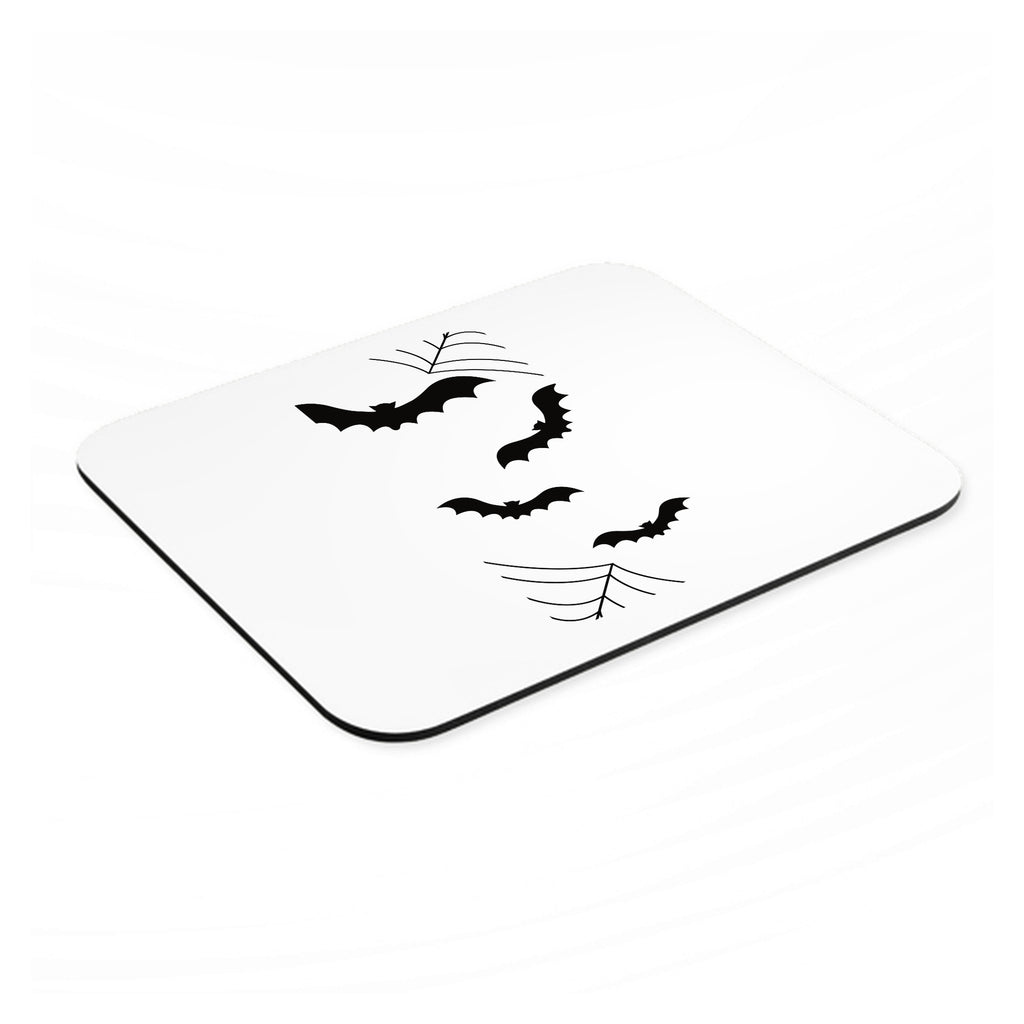 Bats and Spider Webs mouse pad, angled view showing the 1/4 inch thick base
