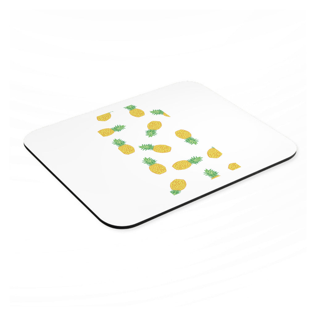 Repeating Pineapple Pattern mouse pad, angled view showing the 1/4 inch thick base