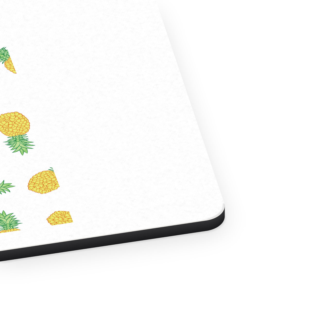 Repeating Pineapple Pattern mouse pad, close-up of the fabric surface and rubber edge