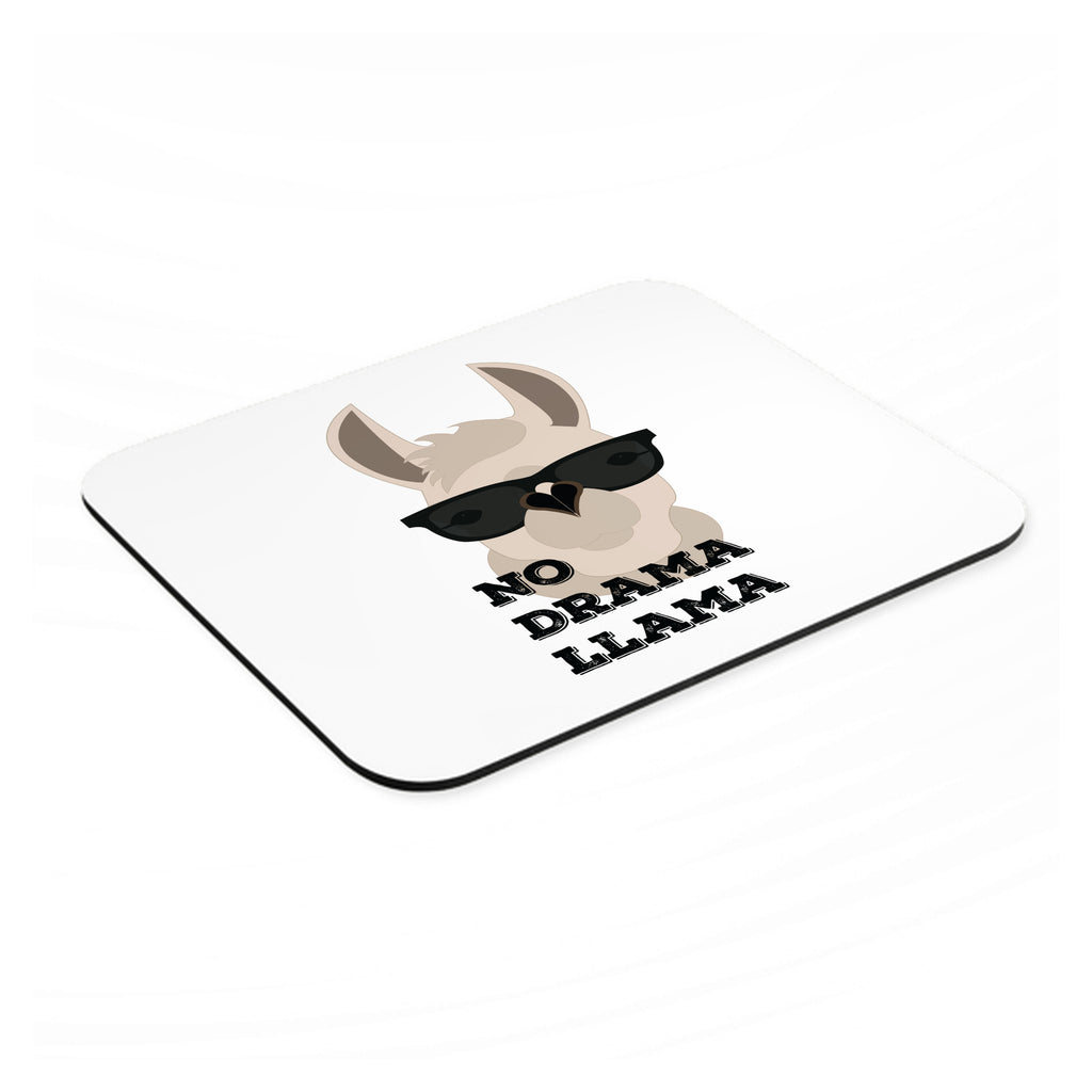 No Drama Llama Cartoon mouse pad, angled view showing the 1/4 inch thick base
