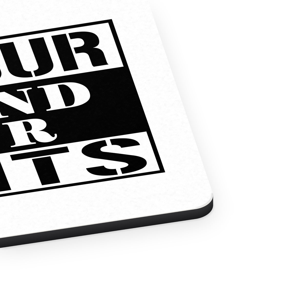 Parkour Expand Your Limits mouse pad, close-up of the fabric surface and rubber edge