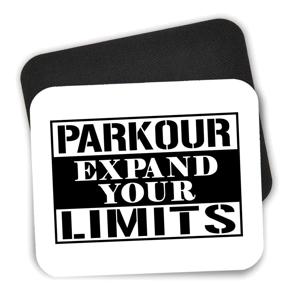 Parkour Expand Your Limits mouse pad shown with its black non-slip rubber underside