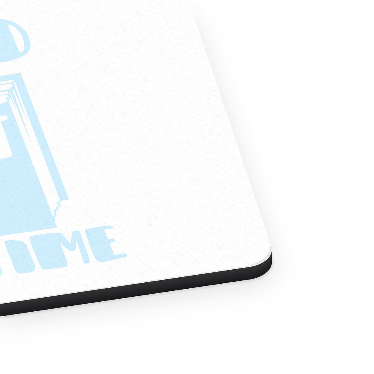 I Read Past My Bedtime mouse pad, close-up of the fabric surface and rubber edge