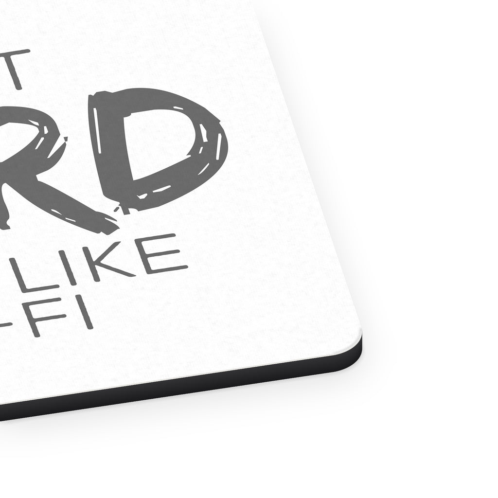 I'm Not Weird, I Just Like Sci-Fi mouse pad, close-up of the fabric surface and rubber edge